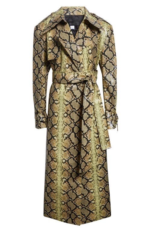 KIM SHUI KIM SHUI Snakeskin Embossed Faux Leather Trench Coat 