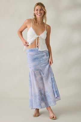 Kimchi Blue Kimchi Blue All About Town Godet Maxi Skirt in Mulberry, Women's at Urban Outfitters