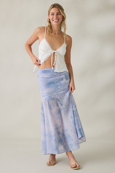 Kimchi Blue Kimchi Blue All About Town Godet Maxi Skirt in Mulberry, Women's at Urban Outfitters
