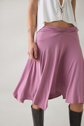 Kimchi Blue Kimchi Blue Andi Asymmetric Hanky Hem Midi Skirt in Mauve, Women's at Urban Outfitters