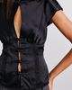 Kimchi Blue Kimchi Blue Ashley Keyhole Cutout Frog Button Short Sleeve Blouse in Black, Women's at Urban Outfitters - 2