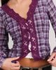 Kimchi Blue Kimchi Blue Aurelia Long Sleeve Lace Trim Blouse in Blue, Women's at Urban Outfitters - 3