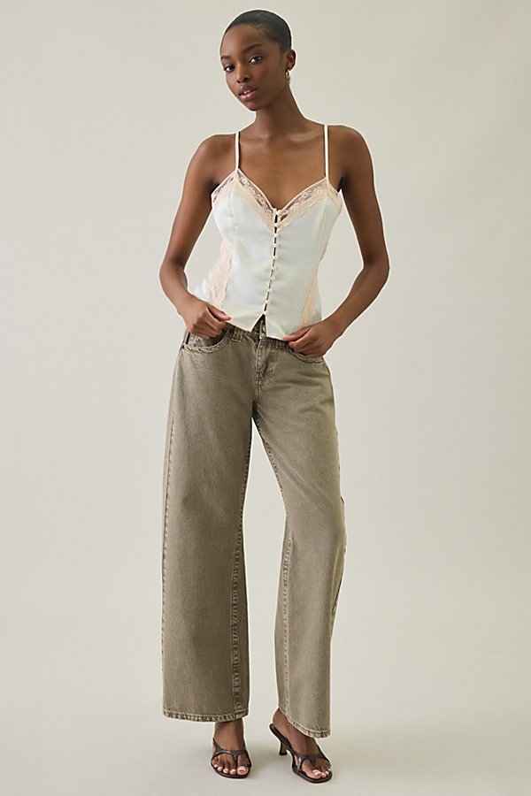Kimchi Blue - Candace Lace Trim Satin Cami in Ivory, Women's at