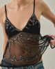 Kimchi Blue Kimchi Blue Celia Embellished Sheer Chiffon Babydoll Cami in Black, Women's at Urban Outfitters - 1