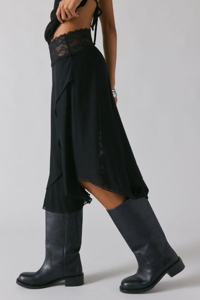 Kimchi Blue Ethereal Lace Trim Semi-Sheer Mesh Midi Skirt in - Main Image