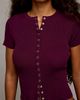 Kimchi Blue Kimchi Blue Hannah Fitted Short Sleeve Cardigan in Maroon, Women's at Urban Outfitters - 2