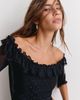 Kimchi Blue Kimchi Blue Josefina Mesh 3/4 Sleeve Off-The-Shoulder Top in Black, Women's at Urban Outfitters - 3