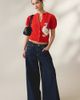 Kimchi Blue Kimchi Blue Kate Goose Motif Puff Short Sleeve Cardigan in Red, Women's at Urban Outfitters - 5