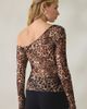 Kimchi Blue Kimchi Blue Kay Sheer Mesh Asymmetric Off-The-Shoulder Long Sleeve Top in Brown, Women's at Urban Outfitters - 4
