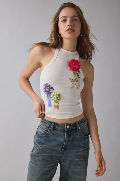 Kimchi Blue - Kidult Ribbon Applique Graphic Off-Duty High Neck