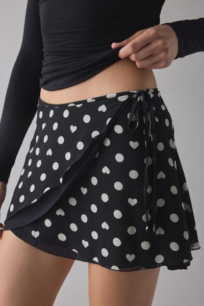 Kimchi Blue - Lovers Lane Layered Wrap Mini Skirt in Black/White