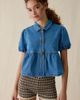 Kimchi Blue Kimchi Blue Matilda Short Sleeve Peplum Denim Jacket in Pale Blue, Women's at Urban Outfitters - 1