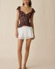 Kimchi Blue Kimchi Blue Night Bloom Flutter Sleeve Peplum Blouse in Brown, Women's at Urban Outfitters - 4