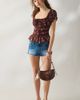 Kimchi Blue Kimchi Blue Nora Lace Trim Puff Sleeve Button-Up Blouse in Brown, Women's at Urban Outfitters - 3