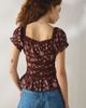 Kimchi Blue Kimchi Blue Nora Lace Trim Puff Sleeve Button-Up Blouse in Brown, Women's at Urban Outfitters - 5