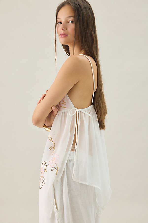 Kimchi Blue - Poppy Embellished Side-Tie Flyaway Babydoll Tunic