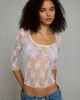 Kimchi Blue Kimchi Blue Rea Sheer Lace 3/4 Sleeve Top in Ivory, Women's at Urban Outfitters - 1
