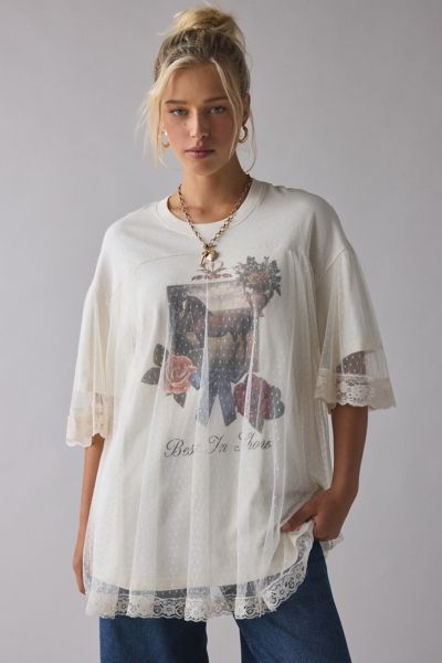 Kimchi Blue - Show Stopper Tulle + Lace Layered Oversized Graphic