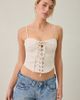 Kimchi Blue Kimchi Blue Sweet Talker Lace-Up Denim Corset Top in Beige, Women's at Urban Outfitters - 1