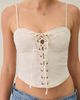 Kimchi Blue Kimchi Blue Sweet Talker Lace-Up Denim Corset Top in Beige, Women's at Urban Outfitters - 3
