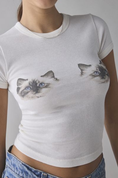 kimchi blue cat graphic t shirt dress Urban Outfitters Cat Graphic Oversized T-Shirt Dress in White