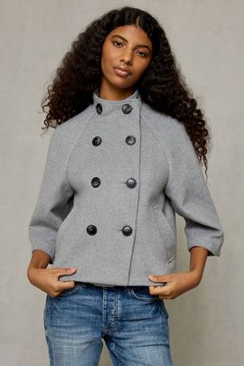 Kimchi Blue Kimchi Blue Viv Shrunken Swing Peacoat Jacket in Grey, Women's at Urban Outfitters