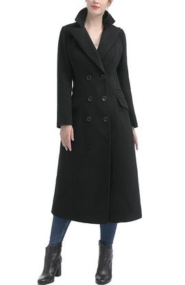 Kimi & Kai Kimi & Kai Ovie Double Breasted Wool Blend Long Coat