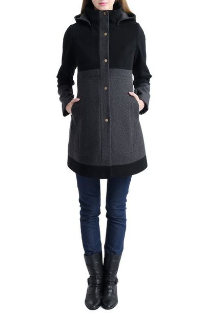 Kimi & Kai Kimi & Kai Tessa Colorblock Wool Blend Maternity Coat