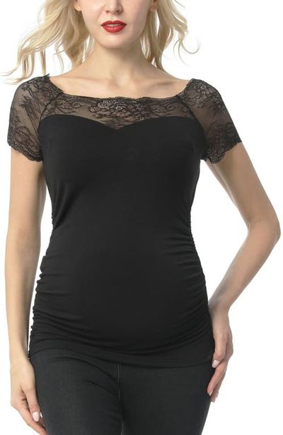 Kimi & Kai Kimi & Kai Valerie Lace Shoulder Maternity Ruched Top