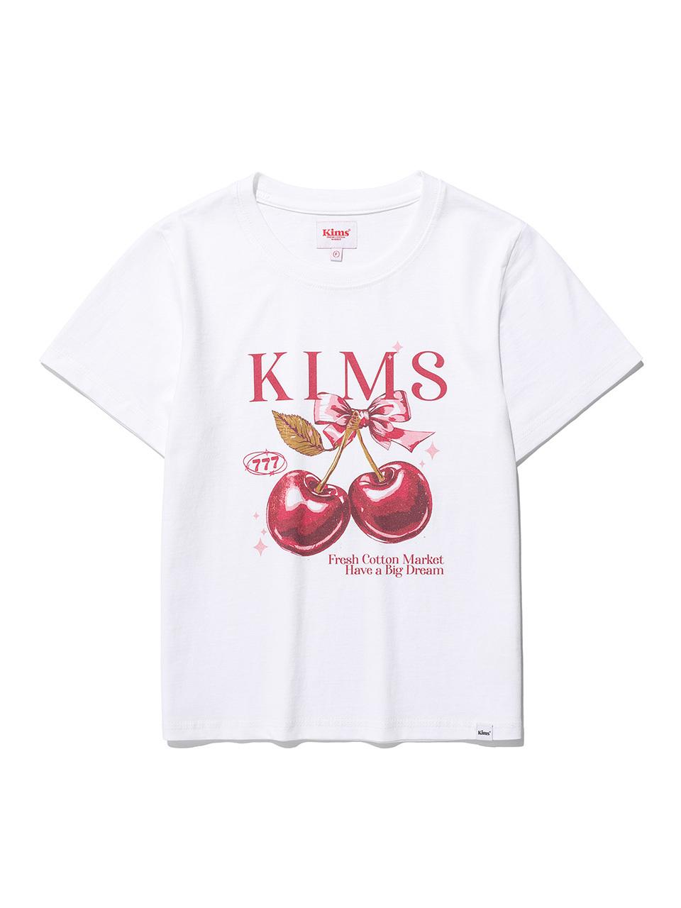 Kims Fresh Cotton Market Three Seven RED Tee [White]