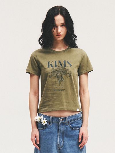 Kims Fresh Cotton Market Vase Sketch Tee [White]