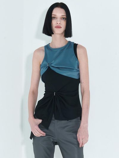 KIMZISU Chain Link Layered Top _ Teal