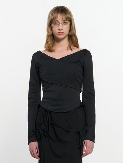 KIMZISU Cross-Draped Top _ Black