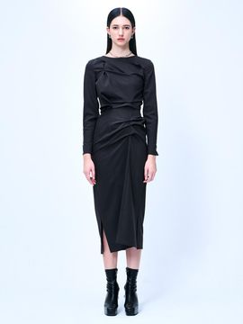 KIMZISU DOZI - Long Pierced Dress _ Dark Grey