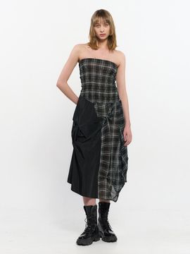 KIMZISU Dozi - Smocking Draped Dress _ Black
