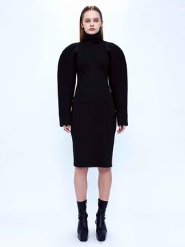 KIMZISU Draped Rib Dress _ Black