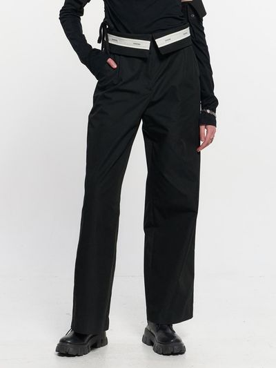KIMZISU Fold Over Wide Slacks _ Black