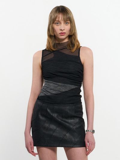 KIMZISU Layered Sleeveless _ Black