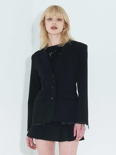 KIMZISU Raw Edge Slim Jacket _ Black