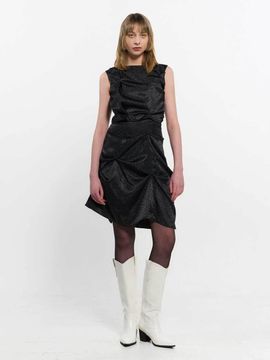 KIMZISU Satin Leopard Dress _ Black