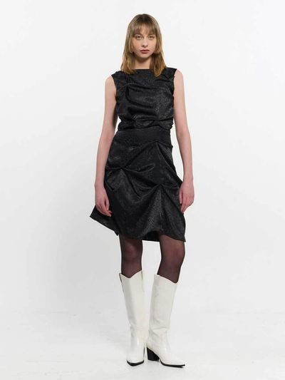KIMZISU Satin Leopard Dress _ Black