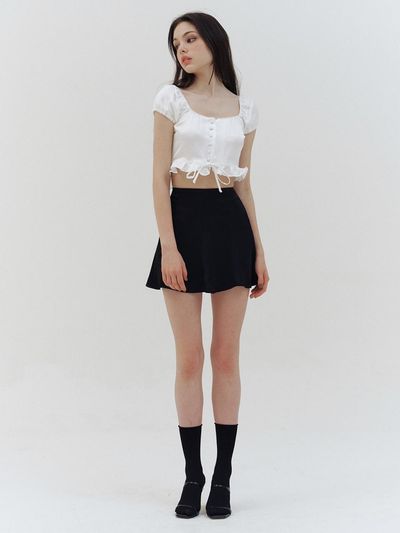 KINDABABY black satin line mini skirt