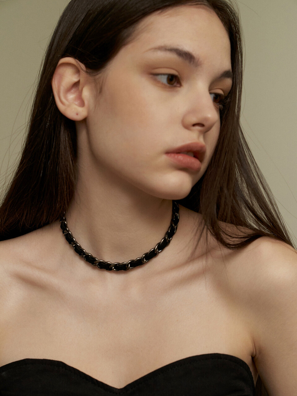 KINDABABY Black silver chain choker necklace