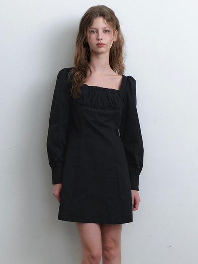 KINDABABY bust shirring dress - black