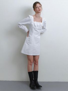 KINDABABY bust shirring dress - white