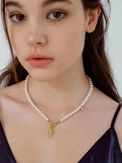 KINDABABY Cubic angel pearl necklace