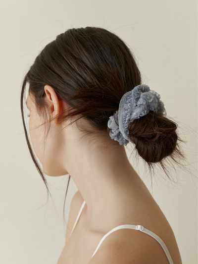 KINDABABY Lace Flower Pop Scrunchie_Indi Blue