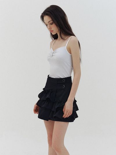 KINDABABY layered black ruffle wrap skirt