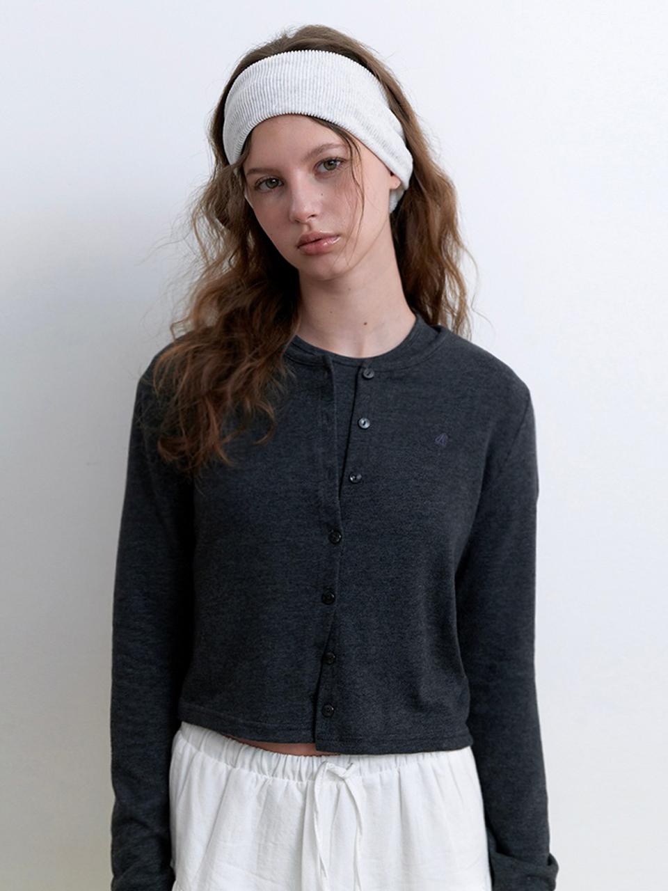 KINDABABY logo round cardigan set - charcoal