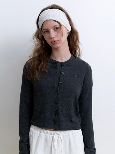 KINDABABY logo round cardigan set - charcoal